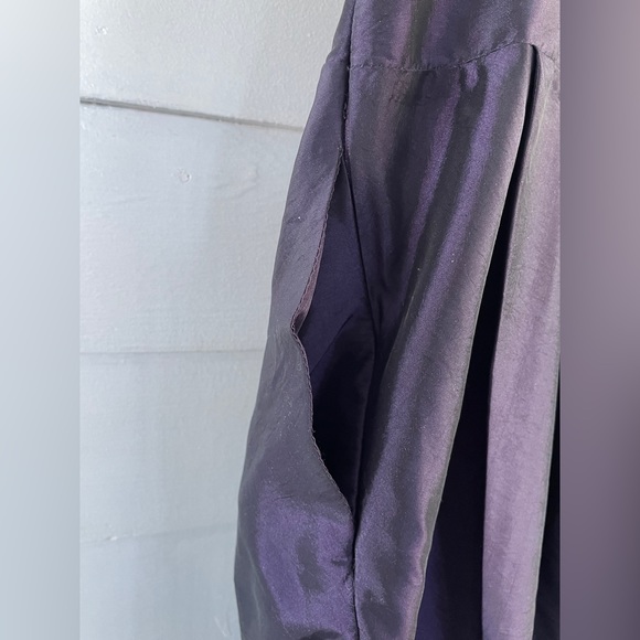 Iridescent Deep Purple Strapless Le Chateau Formal Mini Dress with Pockets - Picture 6 of 13